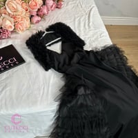 فستان سهرة أسود تل منفوش فاخر