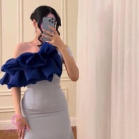 فستان سهرة كريب أورجنزا ملكي