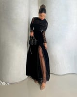 فستان اسود مخمل علي دانتيل