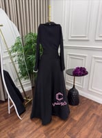 فستان سهرة أسود ون شولدر بالورود