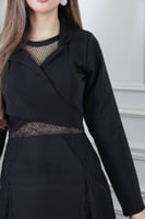 فستان سهرة أسود بكم طويل عصري – ماركة كيوتشي CUTEC...