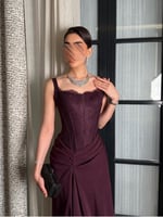 فستان سهرة برغندي كورسيه أنثوي