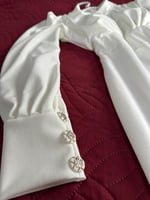 فستان سهرة كريب كم طويل – فستان أبيض أنيق للمناسبا...