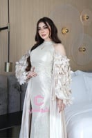 فستان سهرة ترتر ذهبي لامع بأكمام حرير راقي | فساتي...