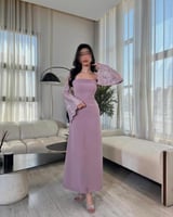 فستان ناعم انسيابي باكمام دانتيل من كيوتشي CUTECCI...