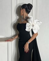 فستان اسود بفيونكة بيضاء فخمة | Cutecci