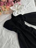 فستان اسود بفيونكة بيضاء فخمة | Cutecci