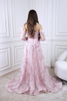 فستان سهرة بينك تفته بدبل كلوش