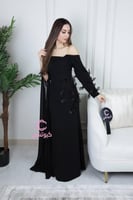 فستان سهرة أسود كريب فاخر من Cutecci – شحن سريع وخ...