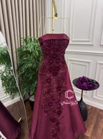 فستان ميكادو تب بتطريز أنيق لون عنّابي من ماركة كي...