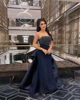 فستان كحلي ستان تب صدر مطرز من كيوتشي