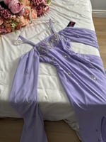 فستان موف مطرز كم طويل من كيوتشي CUTECCI