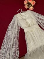 فستان سهرة لؤلؤي قطعتين بأكمام شيفون فاخرة | Cutec...