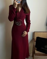 فستان العيد البرغندي | CUTECCI – إطلالة العيد بفخا...