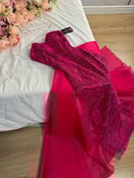 فستان فوشي سهرة راقي مبطن ذيل جزار من CUTECCI