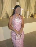 فستان سهره وردي بتصميم فاخر