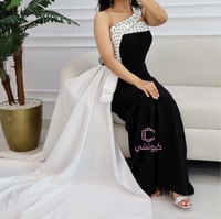 فستان سهره اسود تب مطرز مع شال