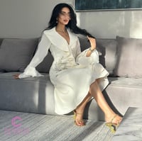 فستان سكري ميدي مطرز فاخر