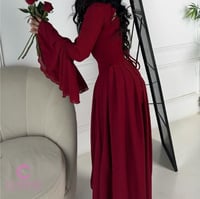 فستان سهرة عنابي شيفون فاخر