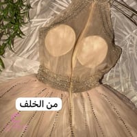 فستان سهرة سكري مطرز كريستال فاخر