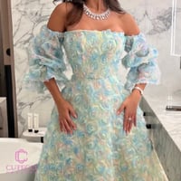 فستان سهرة مشجر ألوان ملكي