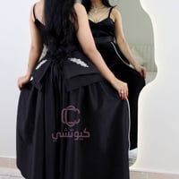 فستان سهرة شتوي مخمل أسود أنيق