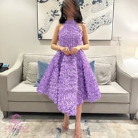 فستان سهرة ميد بطبعة ورود فخمة