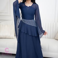 فستان كحلي شيفون بفصوص كرستال – CUTECCI