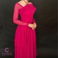 فستان سهرة فوشي شيفون بكشاكش