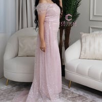 فستان بيبي بنك سهرة مطرز ذيل تل