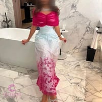 فستان سهرة مطرز وردي