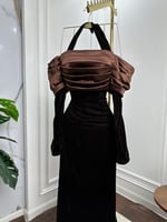 فستان سهرة اسود تب مع ذيل راقي