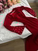 فستان سهرة عنابي بتطريز كريستال فاخر