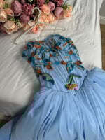 فستان سهره شيفون تطريز يدوي مبطن تل