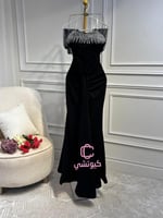 فستان أسود سهرة بتطريز فخم للصدر