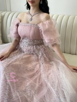 فستان سهرة لحمي صدر مكشوف فخم | Cutecci