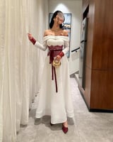 فستان خطوبة دانتيل عنابي فاخر