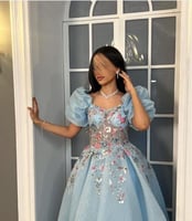 فستان سهرة سماوي جزار مبطن راااقي من (CUTECCI) – أ...