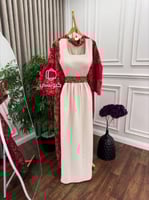 جلابية فخمة بيج مع بشت مناسبات