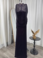 فستان سهرة بنفسجي مخمل كوري بدانتيل فاخر