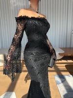 فستان اسود دانتيل فصوص راقي