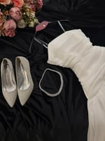 فستان العيد ابيض شيفون ناعم راقي