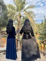 جلابية عسيرية مخمل لونين مطرز مع شيفون