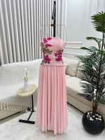 فستان توب مورد بتفاصيل تبهرك لون وردي فاتح من كيوت...