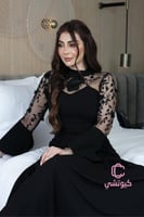 فستان أسود كريب استرتش بأكمام أنيقة | فساتين سوداء...