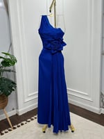 فستان سهره نيلي بتصميم وردة فخم