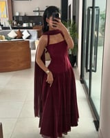 فستان مناسبات برغندي سهرة فخم للعيد