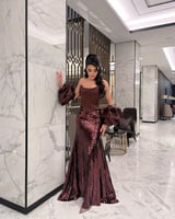 فستان ترتر بني فخم لامع من كيوتشي