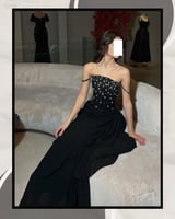 فستان سهرة أسود كريستال فخم | Cutecci