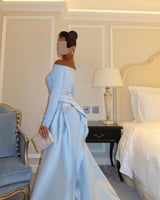 فستان سهرة سماوي تب بتفاصيل ناعمة | Cutecci